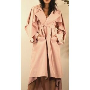NWT Mulla Draped SILHOUETTE Layered lapel sleeves trench coat belted woman L